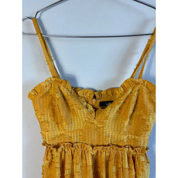 Lulus Charm and Charisma Spaghetti Straps Mustard Yellow Floral Midi Dress Sz XS - Picture 6 of 14